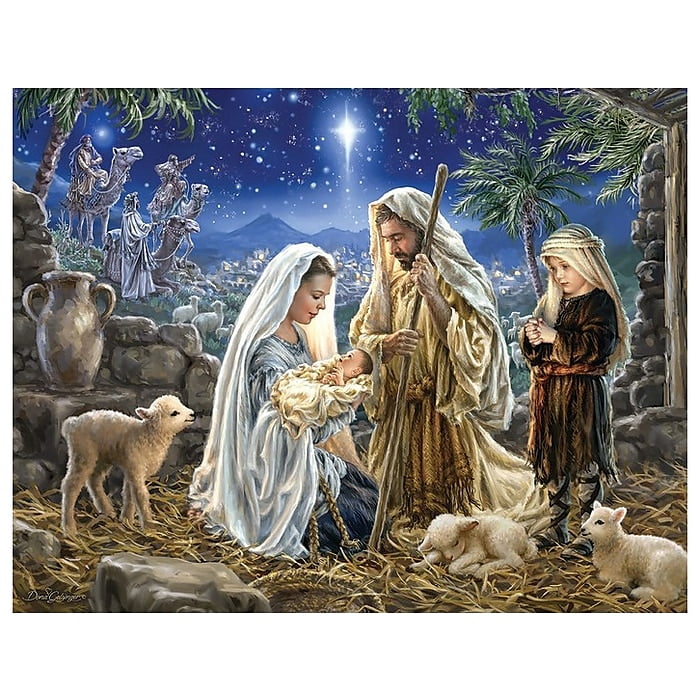 Holy Night MasterPieces Season's Greetings 500 PC Jigsaw Puzzle Nativity Scene for sale online 
