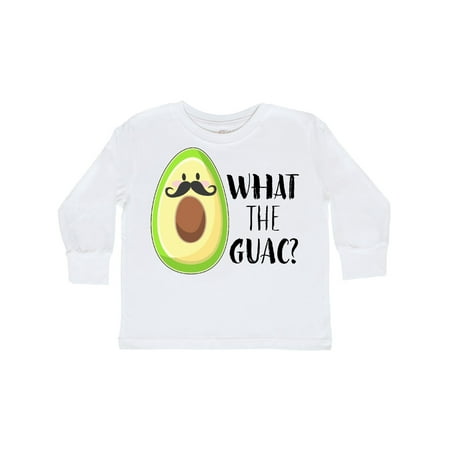 

Inktastic What the Guac Avocado with Mustache Gift Toddler Boy or Toddler Girl Long Sleeve T-Shirt