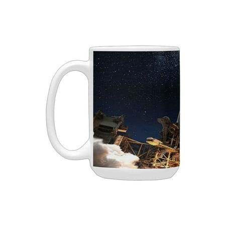 

Galaxy Space Shuttle on Take off Discovery Mission to Explore Galaxy Spaceship Solar Adventure Blue Ceramic Mug (15 OZ) (Made In USA)