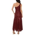 thumbnail image 3 of INSPIRE CHIC Vestido de cóctel de lentejuelas para mujer, maxi de un solo hombro, sirena, para prom, noche y bodas, color burdeos, 3 of 6