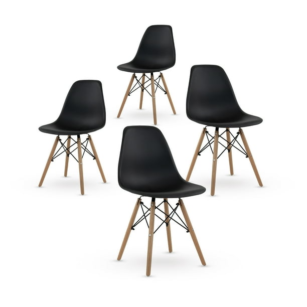 Silla Minimalista Estilo Moderno 4 piezas Negro Mirel Minimalista