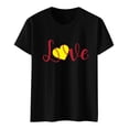 thumbnail image 2 of NAMTYQX Casual Tops for Women Simple Stretch Airoft Gemustertes Plus Size Graphic Short Sleeve Boyfriend Crew Neck Graphic Tees Black Size 2XL, 2 of 4