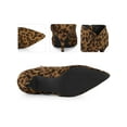thumbnail image 2 of BLISSFUL STEP Women's Ankle Boots Pointed Toe Kitten Heels Side Zip Faux Suede Booties  Brown Leopard 6, 2 of 5