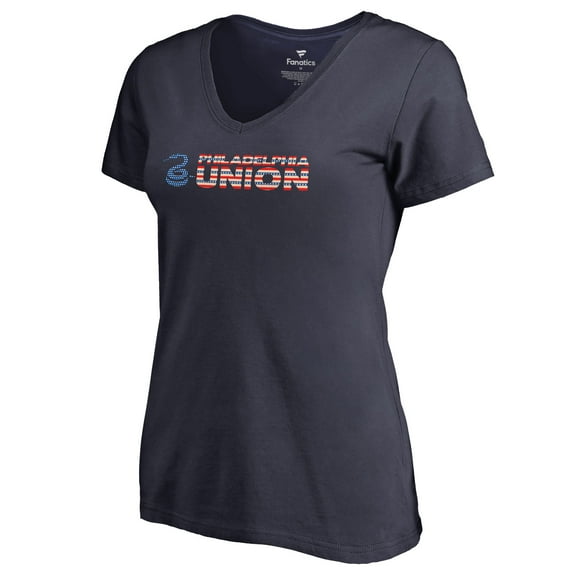 Women's Navy Philadelphia Union Patriotic Wordmark V-Neck T-Shirt