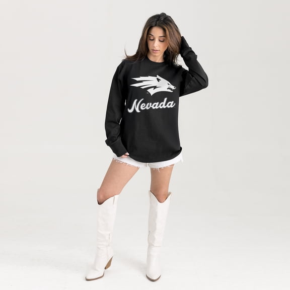 Women's Gameday Couture Black Nevada Wolf Pack Oversized Honor Roll Long Sleeve T-Shirt
