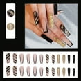 thumbnail image 1 of Fiudx Uñas Postizas de Longitud Media, 24 Tabletas con Diseño, Set de Uñas Adhesivas para Mujer (1 Ml), 1 of 6
