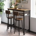 thumbnail image 3 of uhomepro 3 Pieces Bar Table Set, Modern Counter Height Kitchen Table and Chairs for 2, Wood Pub Bar Table Set Perfect Breakfast Nook, Small Space Living Room, Rustic Brown, 3 of 10