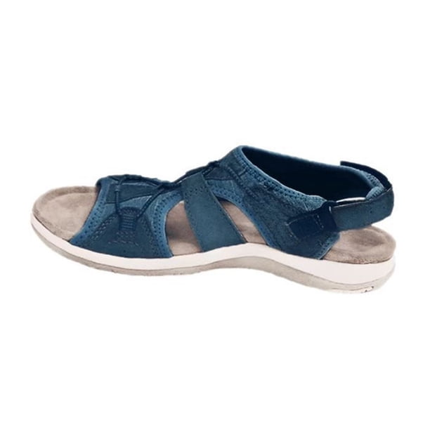 Otoño nueva pendiente romana con sandalias europeas y americanas punta redonda Velcro Abanopi Zapatos