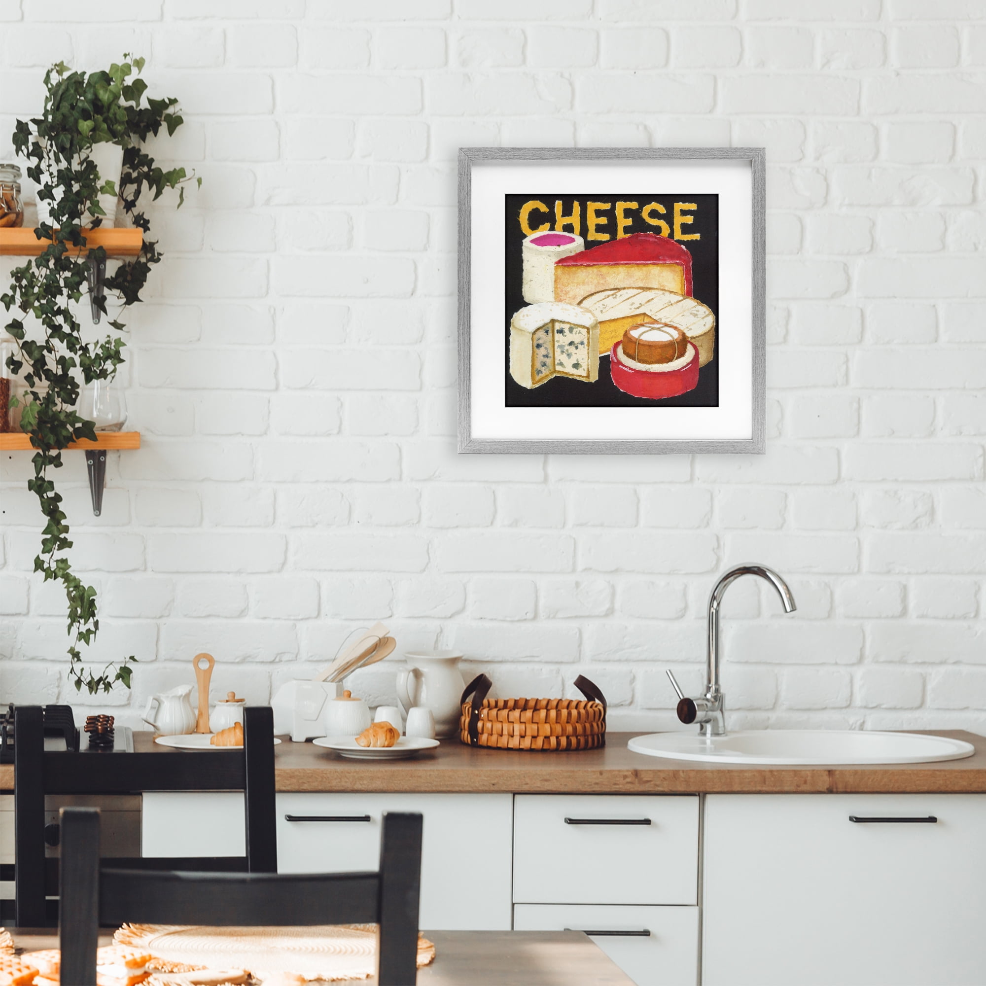 Stupell Industries Assorted Cheese Wheels Gray Framed Print Under Glass, design by Nancy Overton