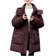 thumbnail image 2 of UPPADA Women's Faux Fur Hooded Parka Fleece Lined Quilted Jackets Lightweight Mid Length Winter Coats Long Puffer Coats with Pockets,Puffer Jacket Womens Hooded Purple,XXL, 2 of 5