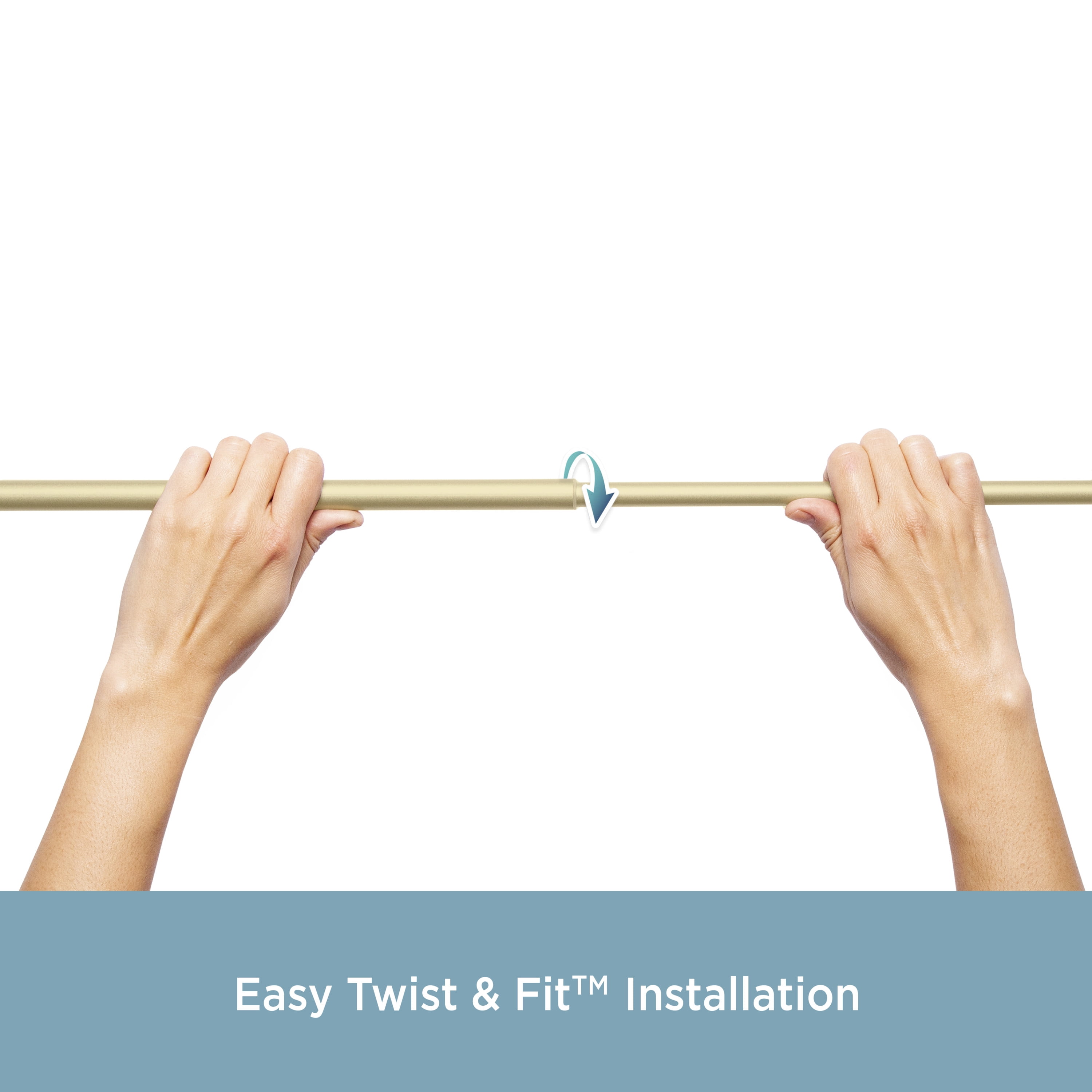 Kenney Brand Carlisle .63" Spring Tension Curtain Rod, 28-48", Brass Finish