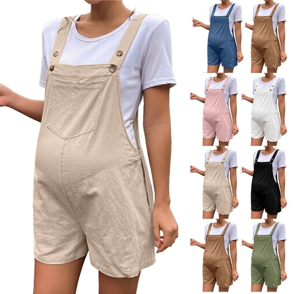 SROBPTY Maternity Jumpsuit Adjustable Straps Knee Length Pants for Women