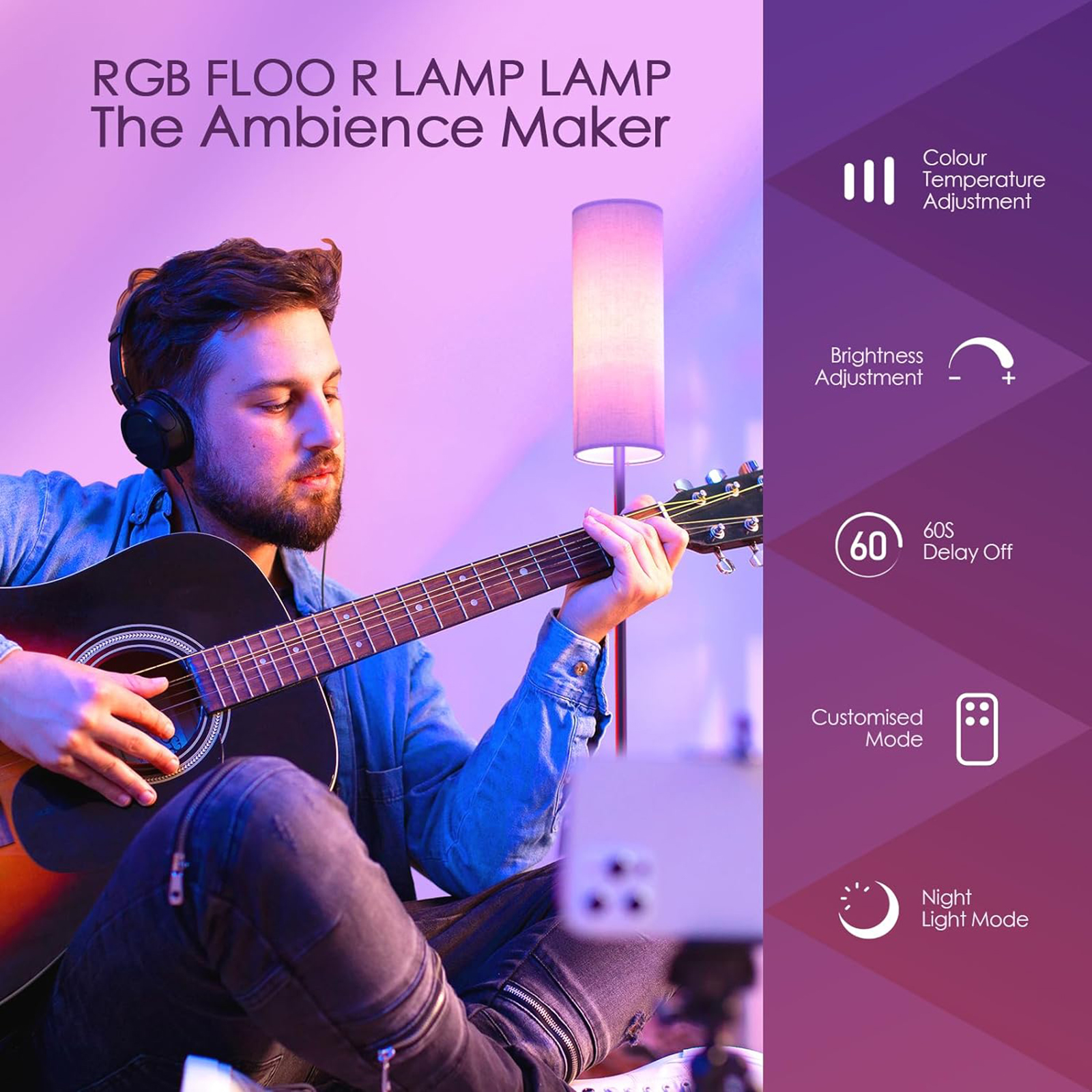 Neoglint Modern RGB Floor Lamp with App & Remote Control photo 4