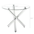 thumbnail image 2 of IVV 35" Round Glass Dining Table, Modern Circle Kitchen Table w/ Clear Tempered Glass Top and 3 Silver Chrome Legs, Small Compact Dinner Table for Apartment or Small Spaces, 2 of 10