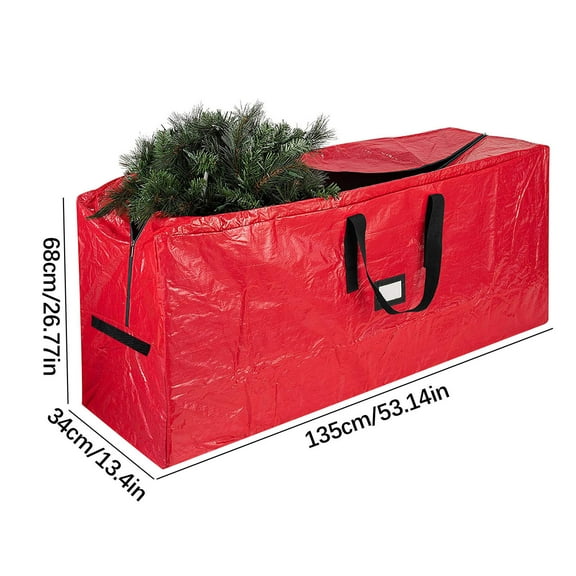 Christmas Tree Storage Bag Waterproof Space Saving Storage Cover with PE Woven Fabric Transparent Window Card Slot Gift Wrap Organizer 65x15x30 Inch