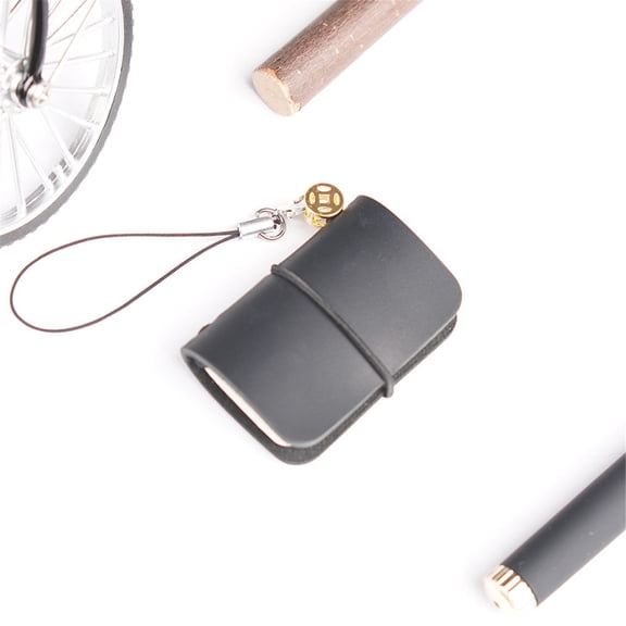 Leather Miniature Notebook, Pocket Sized Cowhide Journal, Handmade Genuine Leather with Ultra Compact Design, for Travel Sketching Diary, 6X3Cm, Creative Gift Idea, Black
