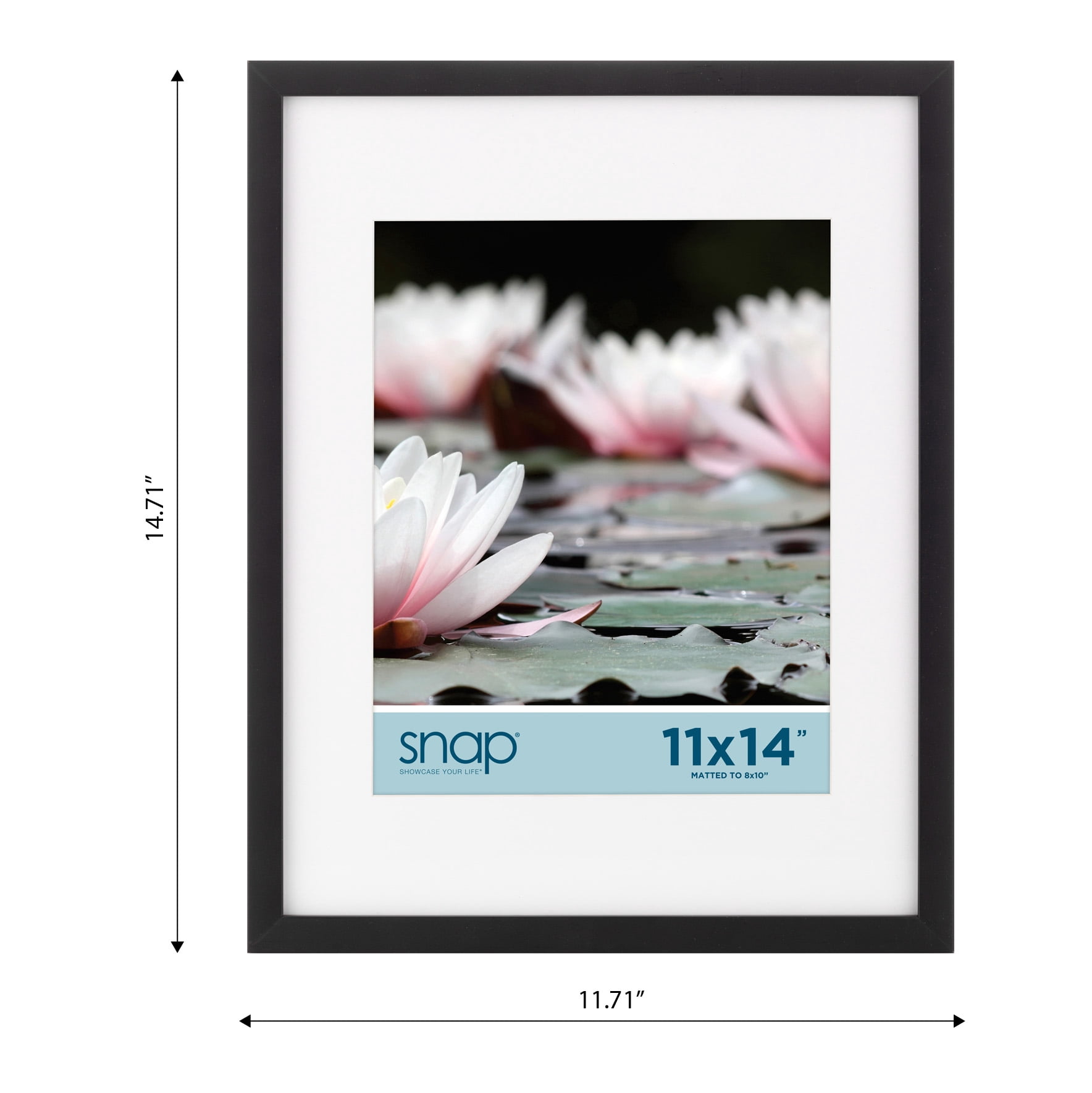 Snap 11"x14" Black Wall Picture Frame with Single White Mat for 8"x10" Image