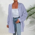 thumbnail image 2 of Women's Shirt Transparent Anti-UV Sun Protection Long Sleeve Button-Up Loose Casual Summer Top | Yubnlvae (Light blue | A), 2 of 9