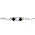 thumbnail image 2 of 925 Sterling Silver and 10K Yellow Gold Sky Blue Aquamarine Black Onyx and White Lab Grown Diamond Tennis Bracelet for Women (1.47 Cttw, Gemstone March Birthstone, Fully Adjustable up to 9 inch), 2 of 4