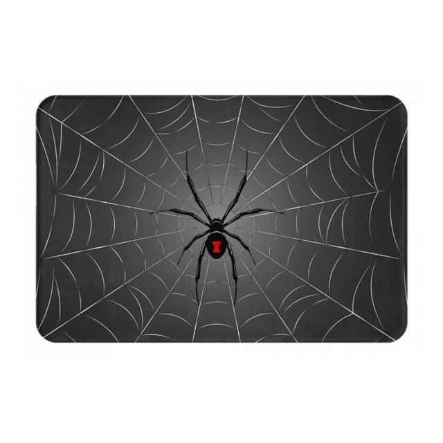 Balery Black Spider On Web Felpudo de franela, resistente a las manchas y a la decoloración, para uso interior y exterior, fácil de limpiar, 40 x 60 cm