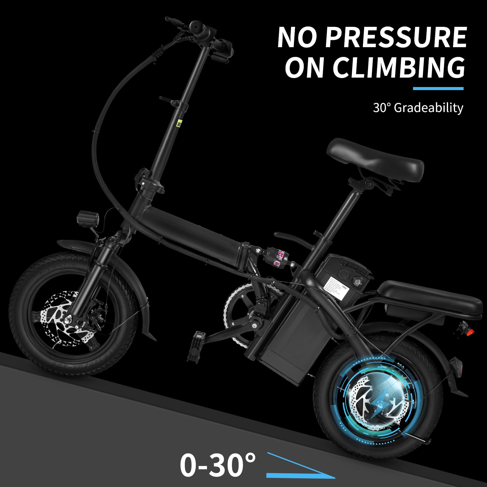 X-BURNER 14"Electric Folding Bike,48V 10.4Ah Battery,400W Powerful Motor Foldable EbIke,20MPH,30 Miles Electric Bicycles for Adults,UL 2849