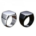 thumbnail image 5 of Fashion Rings Square Big Width Signet Rings Titanium Steel Man Silver Black Men Ring Jewelry, 5 of 6