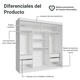 thumbnail image 4 of Ropero Closet Madesa Reno 3 Puertas Corredizas 1 Espejo B/M, 4 of 10