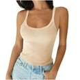 thumbnail image 1 of Lenpel Women's Tank Tops Ribbed Spaghetti Strap Scoop Neck Slim Sleeveless Basic Tees Trendy Summer Cami Shirts, 1 of 6