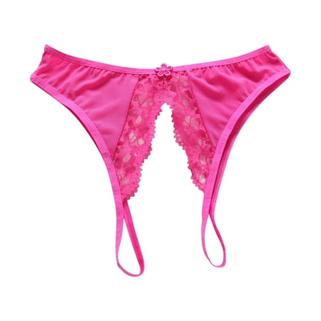 

DENGDENG Women Lace Solid G-String Sexy Underwear Thongs for Women Low Waist Open Crotch Panties