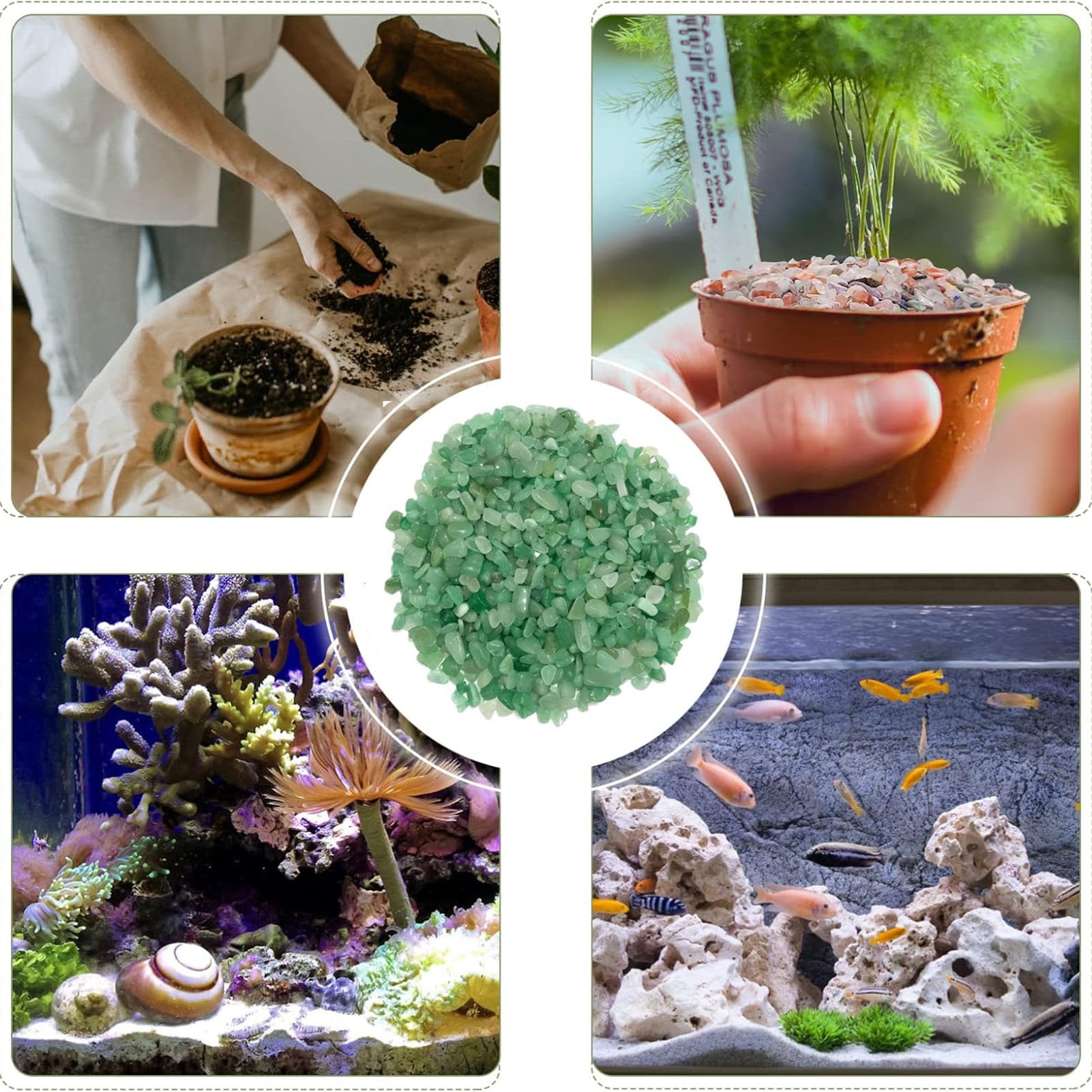 Green Natural Crystals Chips Stones,Gravel Stones for Ornamental Plants Aquarium Potted Plants Succulents Bonsai Terrarium Garden DIY