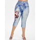 thumbnail image 3 of Más el tamaño de la bandera americana de la mariposa 3D Imprimir recortada Jeggings Rosegal Leggings de talla grande, 3 of 5