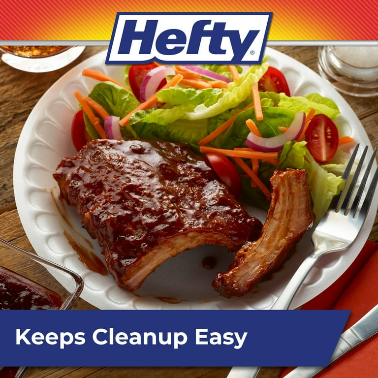 2 pack) Hefty Everyday Soak Proof Disposable Foam Plates, 8.8