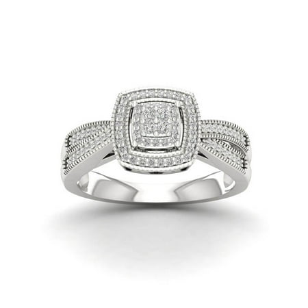 1/4ct TDW Diamond Halo Ring in Sterling Silver