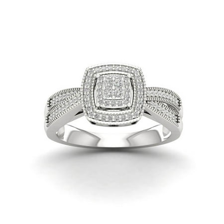 - 1/4ct TDW Diamond Halo Ring in Sterling Silver