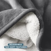Bare Home Plush Sherpa Bed Blanket - Fluffy & Soft - Reversible - Lightweight - King, Gray