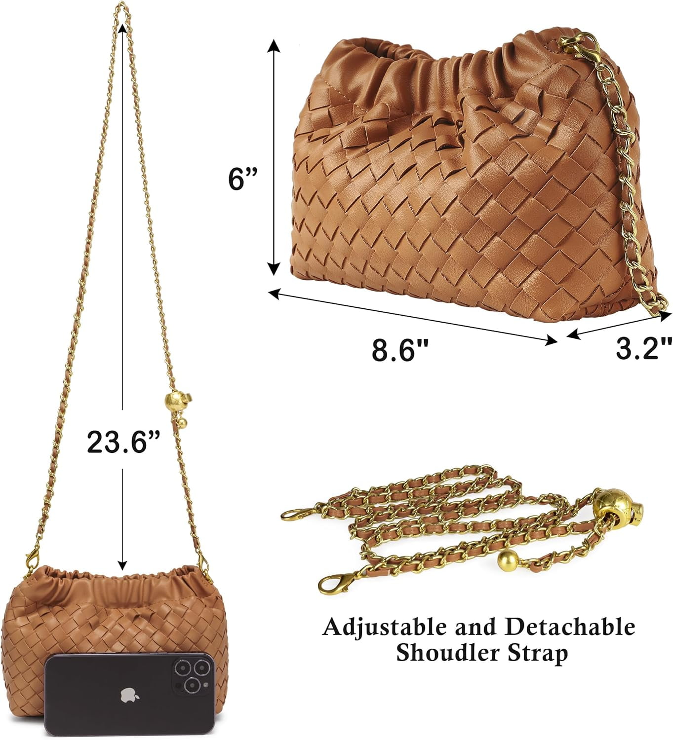 Small Crossbody Bag For Women Trendy.Dumpling Bag Clutch Purse For Women Evening Bag Cloud Purse Vegan Leather Hobo Bag