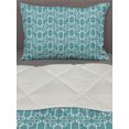 thumbnail image 3 of Turquoise Comforter & Sham Bedding Set, Minimalist Design Geometrical Squared Rounds Retro Inspired Image, 3 pcs Duvet Set Microfiber Filling Quilt, 5 Sizes, Petrol Blue and White, by Ambesonne, 3 of 4