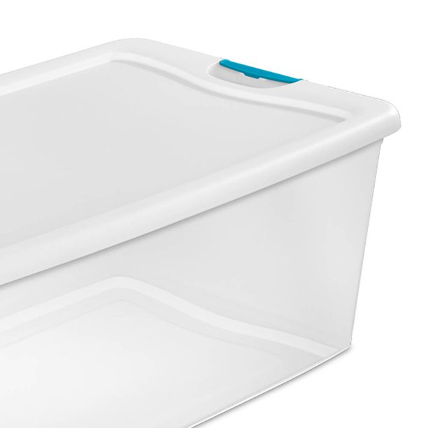 Sterilite 106 Qt Clear & Blue Stackable Latching Storage Box Container