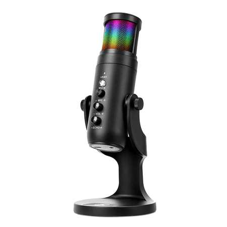 USB Microphone Desktop, Podcast Microphone, PC Gaming Mic, Perceptible Noise Reduction RGB Lighting,for Tiktok Streaming Recording Vocals Voice Overs, Compatible with Computer Mac/Linux/Ps4