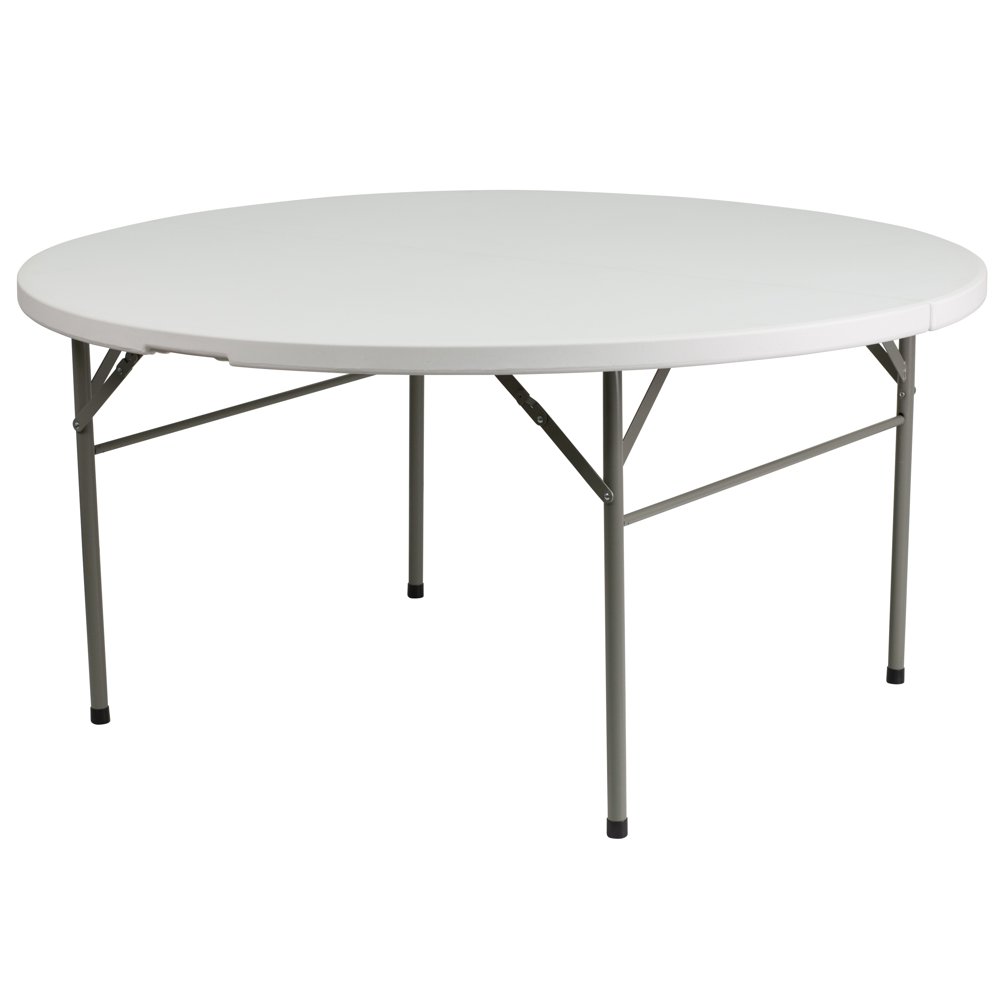 Flash Furniture 60'' Round BiFold Granite White Plastic Folding Table