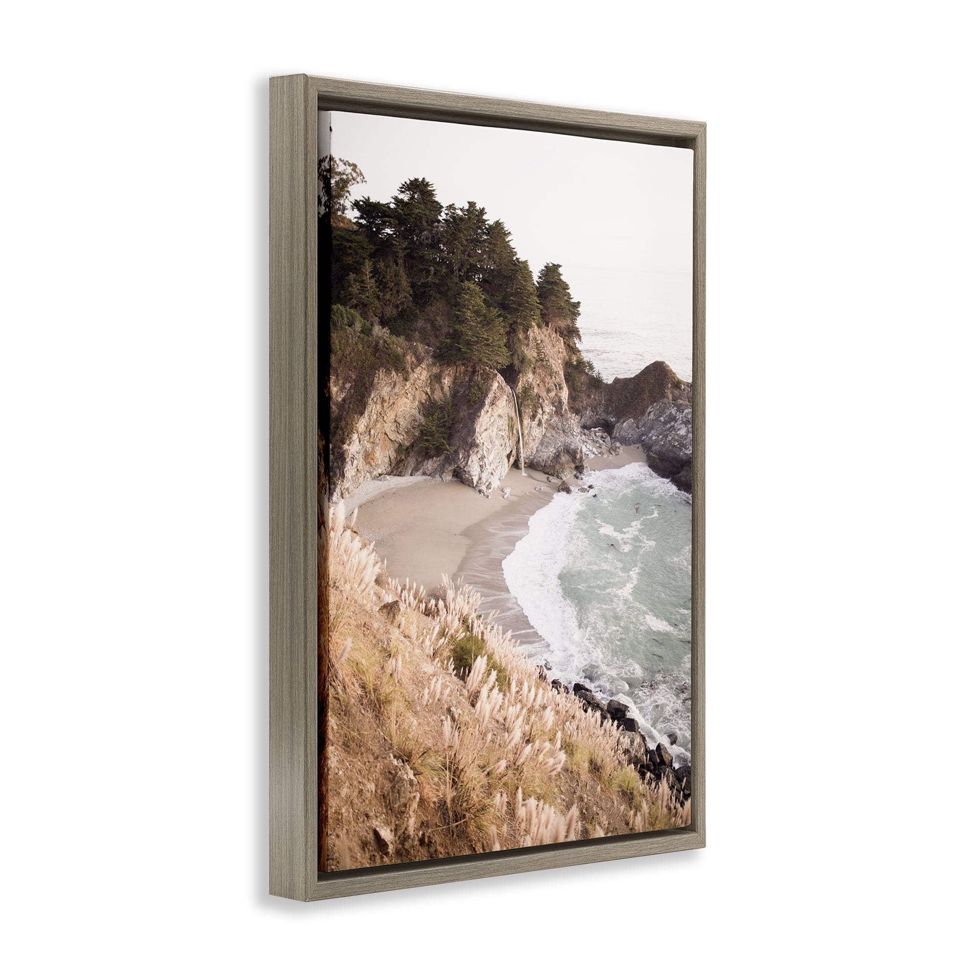 Stupell Industries Rugged Rocky Cove Nautical & Beach Photography Brown Floater Framed Canvas Art Print Wall Art, 17 x 25