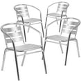 thumbnail image 2 of BizChair 4 Pack Heavy Duty Commercial Aluminum Indoor-Outdoor Restaurant Stack Chair with Triple Slat Back, 2 of 12