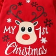thumbnail image 4 of GYRATEDREAM Baby Girl My 1st Christmas Outfits Letter Long Sleeve Romper Tops+Plaid Bell Bottom Pants+Headband 3 Pcs Clothes Set for 9-12M Red, 4 of 9
