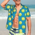 thumbnail image 7 of Disketp Hawaiian Shirts for Men,Ball Tennis Print Mens Casual Short Sleeve Button Down Shirts Beach Shirt, 7 of 7