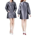thumbnail image 2 of Toptie Satin Long Sleeve Salon Smock Unisex Hair Stylist Barber Cape Jacket Pet Grooming Work Clothes-Grey-XL, 2 of 6
