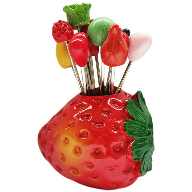 1 juego de palillos de frutas, adorables tenedores de frutas, palitos de postre para sándwiches, aperitivos y soportes.