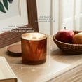 thumbnail image 6 of Better Homes & Gardens Farm Apple Pumpkin Scented Cotton 2-Wicks Ribbed Mecury Glass Jar Candle with Wooden Lid 12oz, 6 of 7