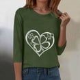 thumbnail image 6 of felwors Womens Tops 3/4 Sleeve T Shirts Plus Size Crewneck Flowers Graphic Basic Tees for Women Fall Fashion Clothes 2025 (Army Green, XXL), 6 of 8