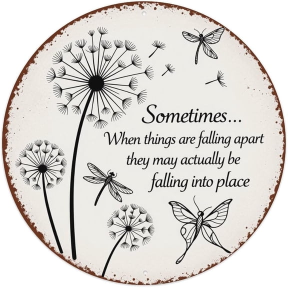 Inspirational Dandelion Quote Round Metal Tin Sign Vintage Style Wall Plaque 8 x 8 Inch
