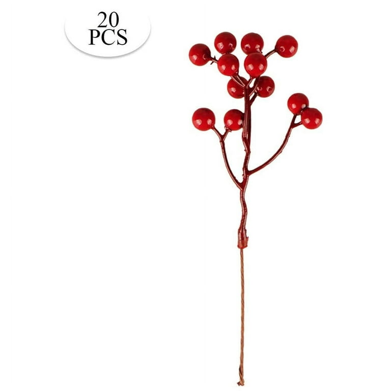 20/1Pcs Artificial Red Berry Branches Christmas Tree Holly Berries